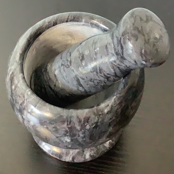 NEW Black Marble Mortar and Pestle Set Kitchen Spice Herb Pill Stone Grinder - Picture 2 of 5